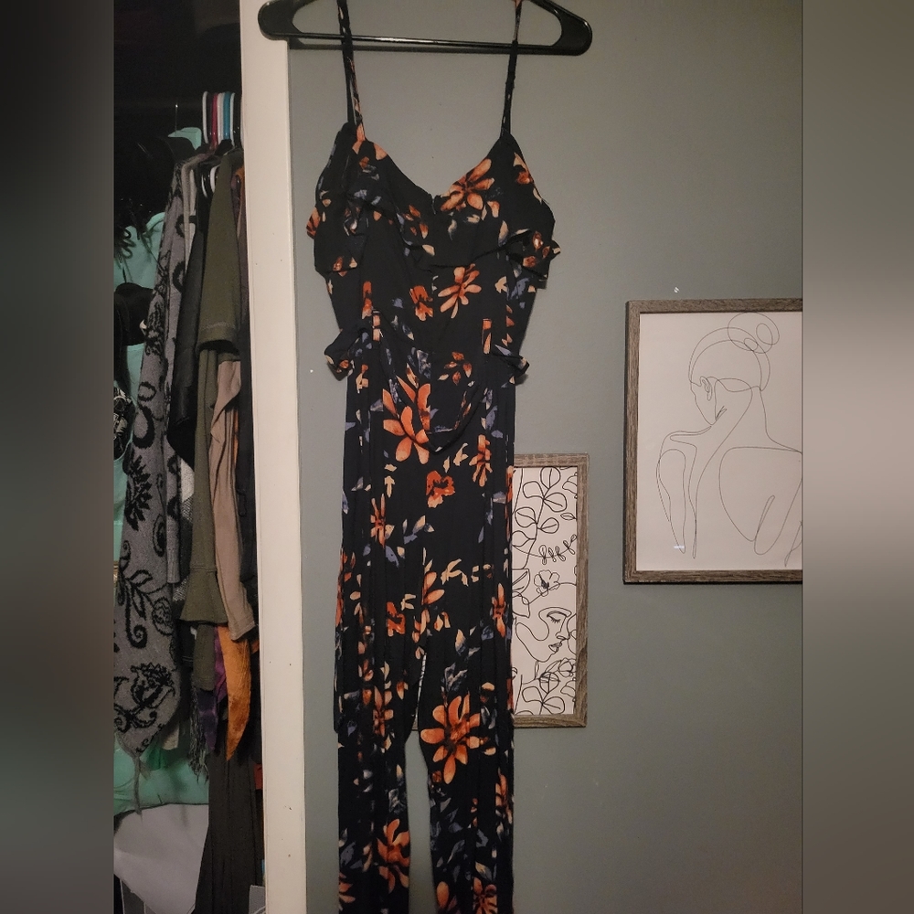 Navy vlue floral jumpsuit